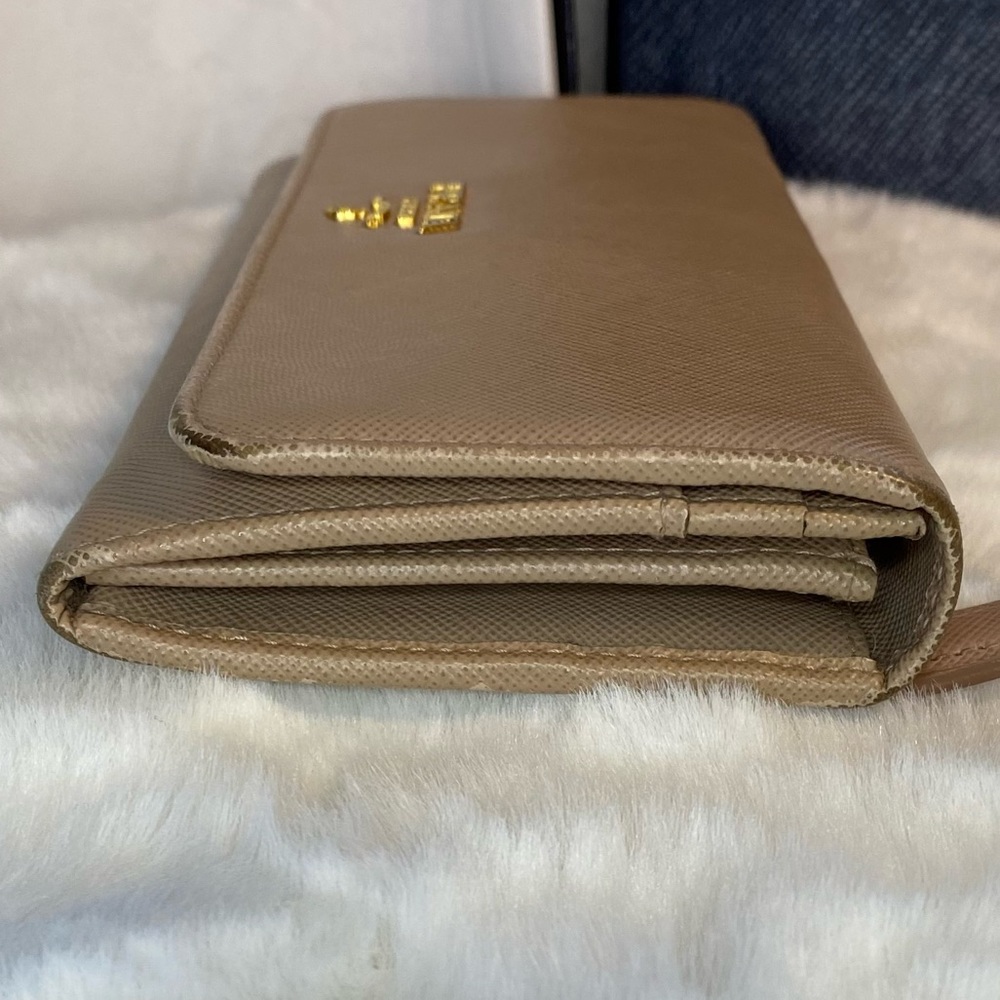 PRADA Cammeo Saffiano Metal Leather Long Continental Wallet taupe minimalist - Picture 5 of 13